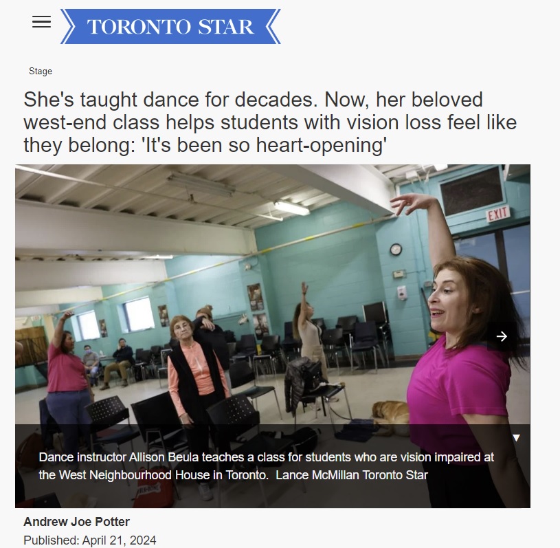 Toronto Star article featuring BALANCE-VIBE Arts Dance Workshop